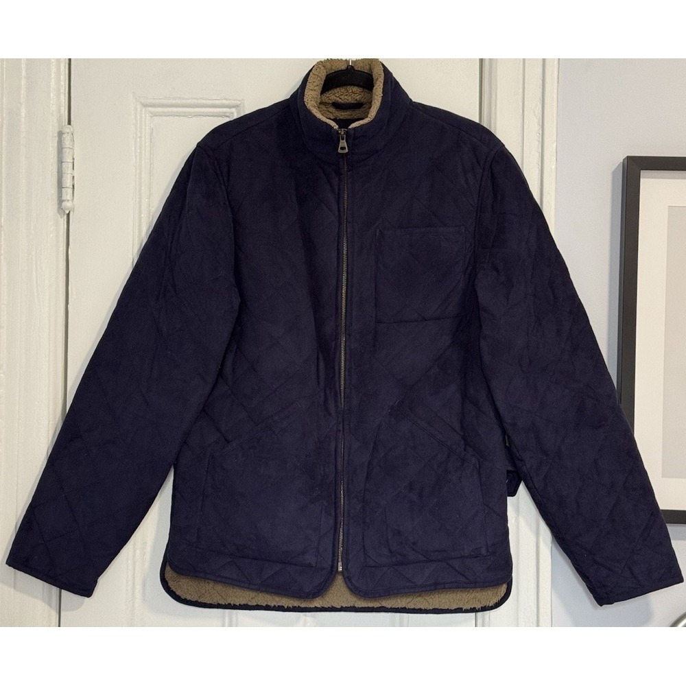 Weatherproof Vintage Men's Fleece Jacket Quilt Pattern Men's Size Small Navy